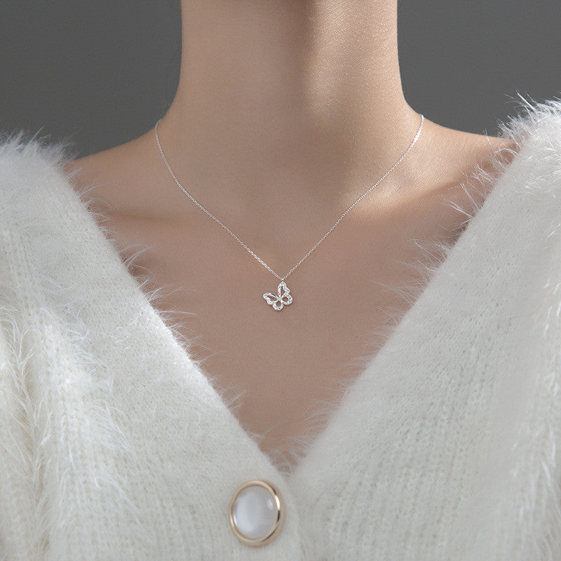 S925 Silver Diamond Butterfly Forest Necklace