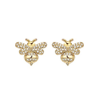 S925 silver pin with zircon earrings