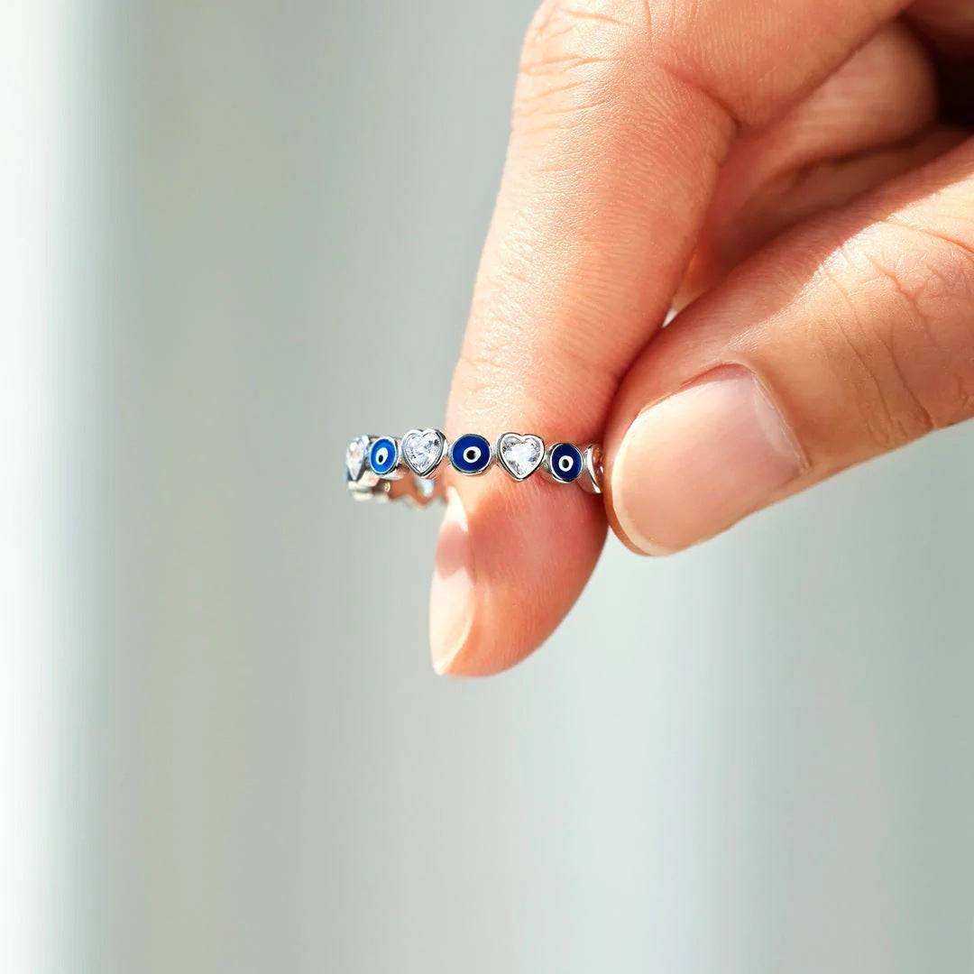 S925 Sterling Silver Love Zircon Ring